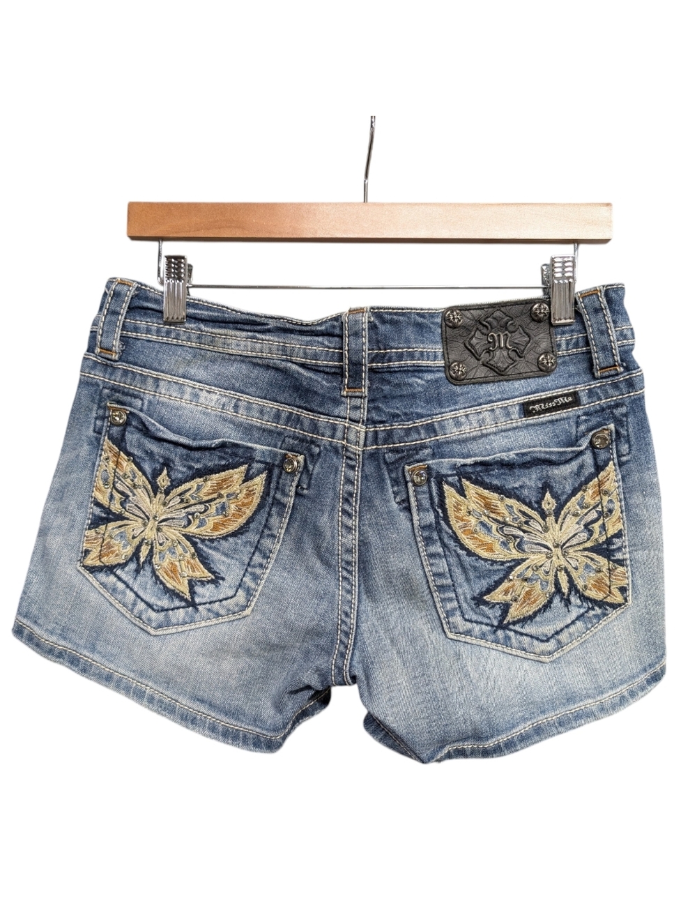 Vintage Miss Me Denim Shorts Embroidered Butterfly Back Pockets Size 30